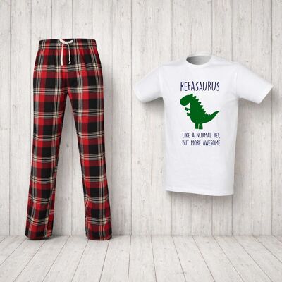 60 SECOND MAKEOVER Men's Refsaurus Ref Dinosaur Tartan Pyjama Set in Red Size: Large Red L 60 SECOND MAKEOVER Men's Refsaurus Ref Dinosaur Tartan Pyjama Set in Red Size: Large Red L