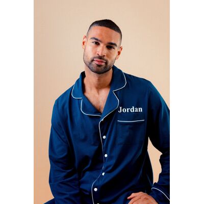 Lulabay Men's Personalised Jersey Long Pyjamas in Navy Size: XL Navy XL Lulabay Men's Personalised Jersey Long Pyjamas in Navy Size: XL Navy XL