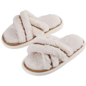 MODISHION Women's EVA Cross-Band Fluffy Open Toe Slippers Home Shoes in White Size: 5-6 White 5-6 MODISHION Women's EVA Cross-Band Fluffy Open Toe Slippers Home Shoes in White Size: 5-6 White 5-6