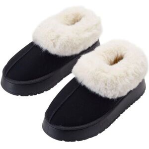 MODISHION Women's Closed Toed Comfy Fleece-Lined Slippers Home Shoes in Black Size: 4 Black 4 MODISHION Women's Closed Toed Comfy Fleece-Lined Slippers Home Shoes in Black Size: 4 Black 4