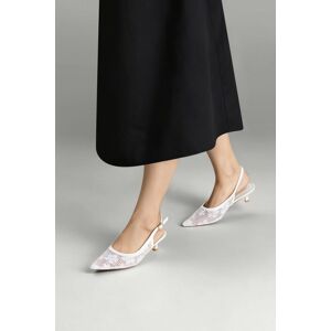 MODISHION Women's Lace Mesh Pointed Slingback Pumps Low Heels in White Size: 4.5 White 4.5 MODISHION Women's Lace Mesh Pointed Slingback Pumps Low Heels in White Size: 4.5 White 4.5