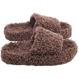 The hot sale Women's Cozy Open Toe Fleece Slide Slippers in Brown Size: 4 Brown 4 The hot sale Women's Cozy Open Toe Fleece Slide Slippers in Brown Size: 4 Brown 4