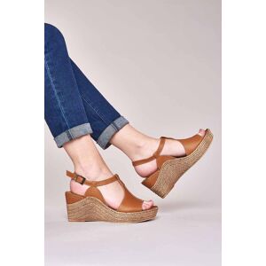 Moshulu Women's 'Peach Melba 2' T-Bar Wedge Sandals in Tan Size: 5 Tan 5 Moshulu Women's 'Peach Melba 2' T-Bar Wedge Sandals in Tan Size: 5 Tan 5