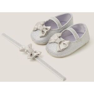 Monsoon Girl's Baby Bow Glitter Booties & Headband Set Silver Size: 12-18 m Silver 12-18 m Monsoon Girl's Baby Bow Glitter Booties & Headband Set Silver Size: 12-18 m Silver 12-18 m