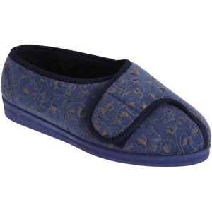 Comfylux Women's Helen Floral Superwide Slippers in Dark Blue Size: 8 Dark Blue 8 Comfylux Women's Helen Floral Superwide Slippers in Dark Blue Size: 8 Dark Blue 8