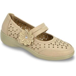 Amber Women's Wide Fit Comfort Bar Shoes Supportive Touch-Fasten Strap Stylish in Beige Size: 8 Beige 8 Amber Women's Wide Fit Comfort Bar Shoes Supportive Touch-Fasten Strap Stylish in Beige Size: 8 Beige 8