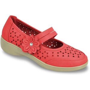 Amber Women's Wide Fit Comfort Bar Shoes Supportive Touch-Fasten Strap Stylish in Coral Size: 4 Coral 4 Amber Women's Wide Fit Comfort Bar Shoes Supportive Touch-Fasten Strap Stylish in Coral Size: 4 Coral 4