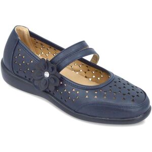 Amber Women's Wide Fit Comfort Bar Shoes Supportive Touch-Fasten Strap Stylish in Navy Size: 8 Navy 8 Amber Women's Wide Fit Comfort Bar Shoes Supportive Touch-Fasten Strap Stylish in Navy Size: 8 Navy 8