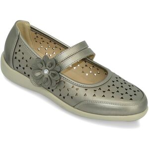 Amber Women's Wide Fit Comfort Bar Shoes Supportive Touch-Fasten Strap Stylish in Silver Size: 8 Silver 8 Amber Women's Wide Fit Comfort Bar Shoes Supportive Touch-Fasten Strap Stylish in Silver Size: 8 Silver 8