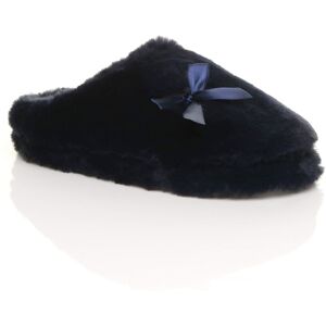 AJVANI Women's Fluffy Mule Slippers in Navy Size: 8 Navy 8 AJVANI Women's Fluffy Mule Slippers in Navy Size: 8 Navy 8