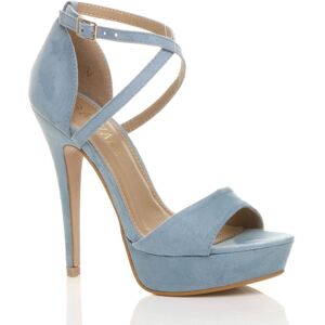 AJVANI Women's High Heel Crossed Straps Platform Faux Suede 2 Part Heels in Baby Blue Size: 6 Baby Blue 6 AJVANI Women's High Heel Crossed Straps Platform Faux Suede 2 Part Heels in Baby Blue Size: 6 Baby Blue 6