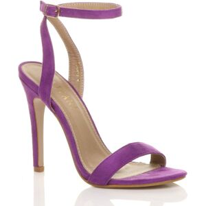 AJVANI Women's High Heel Ankle Strap Barely There Faux Suede Heeled Sandals in Purple Size: 3 Purple 3 AJVANI Women's High Heel Ankle Strap Barely There Faux Suede Heeled Sandals in Purple Size: 3 Purple 3