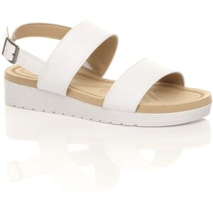 AJVANI Women's Low Wedge Heel Strappy Faux Leather Flatforms in White Size: 6 White 6 AJVANI Women's Low Wedge Heel Strappy Faux Leather Flatforms in White Size: 6 White 6