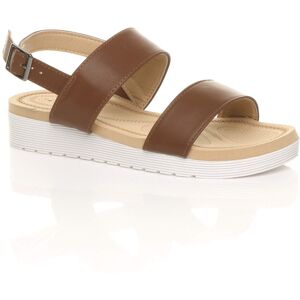 AJVANI Women's Low Wedge Heel Strappy Faux Leather Flatforms in Tan Size: 7 Tan 7 AJVANI Women's Low Wedge Heel Strappy Faux Leather Flatforms in Tan Size: 7 Tan 7