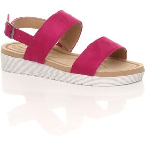 AJVANI Women's Low Wedge Heel Strappy Faux Suede Flatforms in Fuchsia Size: 7 Fuchsia 7 AJVANI Women's Low Wedge Heel Strappy Faux Suede Flatforms in Fuchsia Size: 7 Fuchsia 7