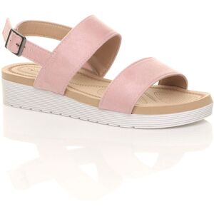 AJVANI Women's Low Wedge Heel Strappy Faux Suede Flatforms in Pale Pink Size: 5 Pale Pink 5 AJVANI Women's Low Wedge Heel Strappy Faux Suede Flatforms in Pale Pink Size: 5 Pale Pink 5