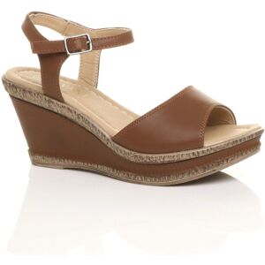 AJVANI Women's High Heel Ankle Strap Cork Sandals Faux Leather Wedges in Tan Size: 7 Tan 7 AJVANI Women's High Heel Ankle Strap Cork Sandals Faux Leather Wedges in Tan Size: 7 Tan 7