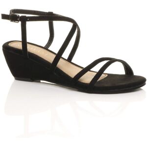 AJVANI Women's Mid Wedge Heel Crossed Straps Sandals in Black Size: 5 Black 5 AJVANI Women's Mid Wedge Heel Crossed Straps Sandals in Black Size: 5 Black 5