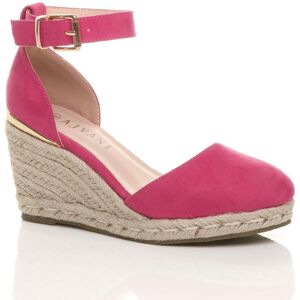 AJVANI Women's Mid Wedge Heel Ankle Strap Espadrille Faux Suede Heeled Sandals in Fuchsia Size: 3 Fuchsia 3 AJVANI Women's Mid Wedge Heel Ankle Strap Espadrille Faux Suede Heeled Sandals in Fuchsia Size: 3 Fuchsia 3