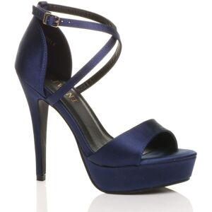 AJVANI Women's High Heel Crossed Straps Platform Satin 2 Part Heels in Navy Size: 4 Navy 4 AJVANI Women's High Heel Crossed Straps Platform Satin 2 Part Heels in Navy Size: 4 Navy 4
