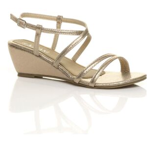 AJVANI Women's Mid Wedge Heel Crossed Straps Sandals in Gold Size: 5 Gold 5 AJVANI Women's Mid Wedge Heel Crossed Straps Sandals in Gold Size: 5 Gold 5