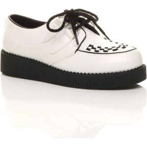AJVANI Men's Low Wedge Heel Brothel Creepers Teddy Boy Faux Leather Lace Up Shoes in White Size: 12 White 12 AJVANI Men's Low Wedge Heel Brothel Creepers Teddy Boy Faux Leather Lace Up Shoes in White Size: 12 White 12