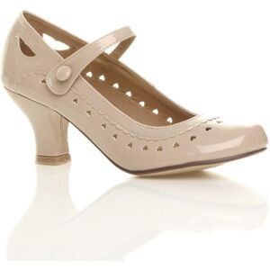 AJVANI Women's Mid Block Heel Heart Cut Out Mary Jane Patent Court Shoes in Nude Size: 9 Nude 9 AJVANI Women's Mid Block Heel Heart Cut Out Mary Jane Patent Court Shoes in Nude Size: 9 Nude 9
