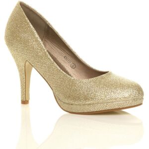 AJVANI Women's High Heel Glitter Mesh Court Shoes in Gold Size: 6 Gold 6 AJVANI Women's High Heel Glitter Mesh Court Shoes in Gold Size: 6 Gold 6