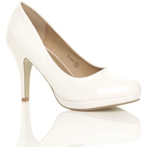 AJVANI Women's High Heel Patent Court Shoes in White Size: 6 White 6 AJVANI Women's High Heel Patent Court Shoes in White Size: 6 White 6
