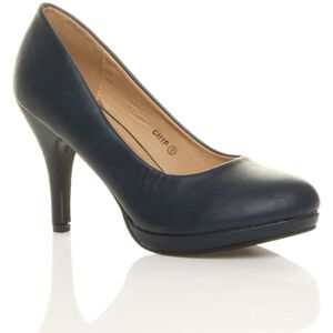 AJVANI Women's High Heel Faux Leather Court Shoes in Navy Size: 4 Navy 4 AJVANI Women's High Heel Faux Leather Court Shoes in Navy Size: 4 Navy 4