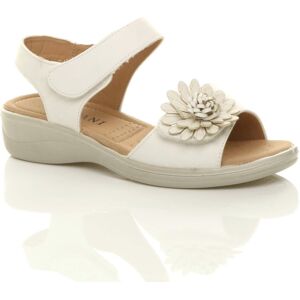 AJVANI Women's Low Wedge Heel Comfort Touch Close Faux Leather Sandals in White Size: 6 White 6 AJVANI Women's Low Wedge Heel Comfort Touch Close Faux Leather Sandals in White Size: 6 White 6