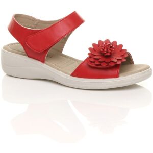 AJVANI Women's Low Wedge Heel Comfort Touch Close Faux Leather Sandals in Red Size: 6 Red 6 AJVANI Women's Low Wedge Heel Comfort Touch Close Faux Leather Sandals in Red Size: 6 Red 6