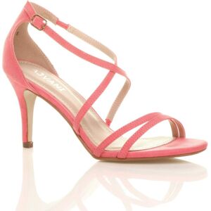 AJVANI Women's High Heel Crossed Straps Buckle Faux Suede Heeled Sandals in Coral Size: 7 Coral 7 AJVANI Women's High Heel Crossed Straps Buckle Faux Suede Heeled Sandals in Coral Size: 7 Coral 7