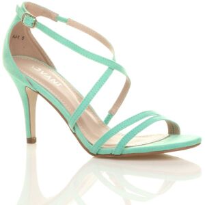 AJVANI Women's High Heel Crossed Straps Buckle Faux Suede Heeled Sandals in Mint Size: 8 Mint 8 AJVANI Women's High Heel Crossed Straps Buckle Faux Suede Heeled Sandals in Mint Size: 8 Mint 8