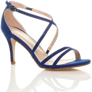 AJVANI Women's High Heel Crossed Straps Buckle Faux Suede Heeled Sandals in Cobalt Size: 5 Cobalt 5 AJVANI Women's High Heel Crossed Straps Buckle Faux Suede Heeled Sandals in Cobalt Size: 5 Cobalt 5