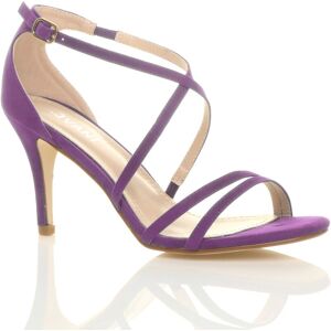 AJVANI Women's High Heel Crossed Straps Buckle Faux Suede Heeled Sandals in Purple Size: 5 Purple 5 AJVANI Women's High Heel Crossed Straps Buckle Faux Suede Heeled Sandals in Purple Size: 5 Purple 5