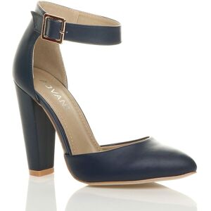 AJVANI Women's High Block Heel Ankle Strap Pointed Toe 2 Part Heels in Navy Size: 6 Navy 6 AJVANI Women's High Block Heel Ankle Strap Pointed Toe 2 Part Heels in Navy Size: 6 Navy 6