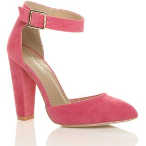 AJVANI Women's High Block Heel Ankle Strap Pointed Toe Faux Suede 2 Part Heels in Coral Size: 3 Coral 3 AJVANI Women's High Block Heel Ankle Strap Pointed Toe Faux Suede 2 Part Heels in Coral Size: 3 Coral 3