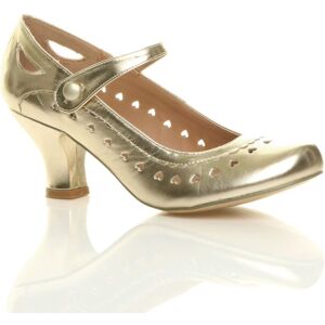 AJVANI Women's Mid Heel Heart Cut Out Mary Jane Court Shoes in Metallic Gold Size: 5 Metallic Gold 5 AJVANI Women's Mid Heel Heart Cut Out Mary Jane Court Shoes in Metallic Gold Size: 5 Metallic Gold 5