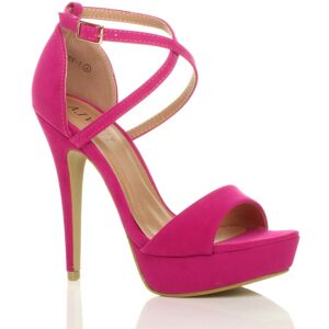 AJVANI Women's High Heel Crossed Straps Platform Faux Suede 2 Part Heels in Fuchsia Size: 5 Fuchsia 5 AJVANI Women's High Heel Crossed Straps Platform Faux Suede 2 Part Heels in Fuchsia Size: 5 Fuchsia 5