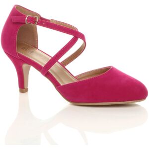AJVANI Women's High Heel Crossed Straps 2 Part Heels in Fuchsia Size: 7 Fuchsia 7 AJVANI Women's High Heel Crossed Straps 2 Part Heels in Fuchsia Size: 7 Fuchsia 7
