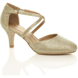 AJVANI Women's High Heel Crossed Straps 2 Part Heels in Gold Size: 4 Gold 4 AJVANI Women's High Heel Crossed Straps 2 Part Heels in Gold Size: 4 Gold 4