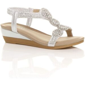 AJVANI Women's Mid Wedge Heel Diamante Slingback Sandals Wedges in Silver Size: 6 Silver 6 AJVANI Women's Mid Wedge Heel Diamante Slingback Sandals Wedges in Silver Size: 6 Silver 6