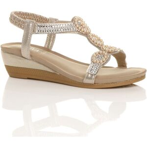 AJVANI Women's Mid Wedge Heel Diamante Slingback Sandals Wedges in Gold Size: 6 Gold 6 AJVANI Women's Mid Wedge Heel Diamante Slingback Sandals Wedges in Gold Size: 6 Gold 6