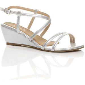 AJVANI Women's Mid Wedge Heel Crossed Straps Sandals in Silver Size: 6 Silver 6 AJVANI Women's Mid Wedge Heel Crossed Straps Sandals in Silver Size: 6 Silver 6