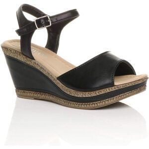 AJVANI Women's High Heel Ankle Strap Cork Sandals Faux Leather Wedges in Black Size: 8 Black 8 AJVANI Women's High Heel Ankle Strap Cork Sandals Faux Leather Wedges in Black Size: 8 Black 8