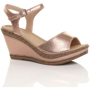 AJVANI Women's High Heel Ankle Strap Cork Sandals Shimmer Wedges in Rose Gold Size: 5 Rose Gold 5 AJVANI Women's High Heel Ankle Strap Cork Sandals Shimmer Wedges in Rose Gold Size: 5 Rose Gold 5