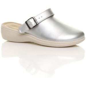AJVANI Women's Low Wedge Heel Slingback Clogs Faux Leather Mules in Silver Size: 5 Silver 5 AJVANI Women's Low Wedge Heel Slingback Clogs Faux Leather Mules in Silver Size: 5 Silver 5