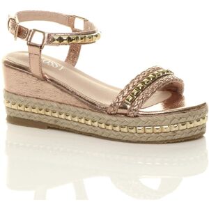 AJVANI Women's Mid Wedge Heel Studded Flatform Sandals Espadrilles in Rose Gold Size: 8 Rose Gold 8 AJVANI Women's Mid Wedge Heel Studded Flatform Sandals Espadrilles in Rose Gold Size: 8 Rose Gold 8