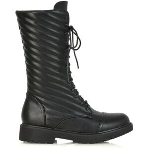 XY London Women's 'Meadow' Padded Detail Flat Lace up Combat Boots in Black Size: 4 Black 4 XY London Women's 'Meadow' Padded Detail Flat Lace up Combat Boots in Black Size: 4 Black 4